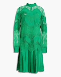 Valentino Garavani Corded lace, point d'esprit and silk-satin dress - Green Green