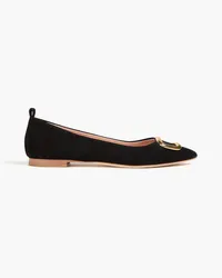 Rupert Sanderson Claudette embellished suede point-toe flats - Black Black