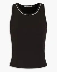 Alice + Olivia Alice Olivia - Allen crystal-embellished ribbed cotton-jersey tank - Black Black