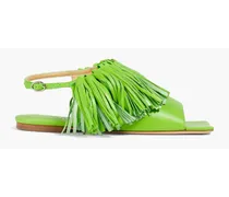 Tasseled leather sandals - Green