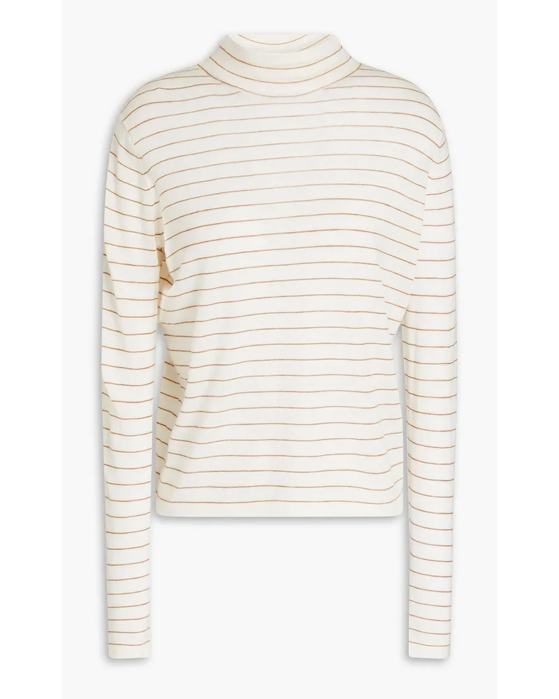 Striped wool-blend turtleneck sweater - Neutral