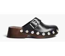 Studded leather clogs - Black