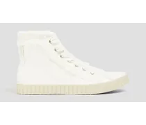 Frayed canvas high-top sneakers - White