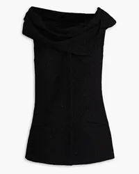 Oscar de la Renta Draped metallic wool-blend bouclé-tweed top - Black Black