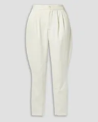 Ralph Lauren Pleated cotton and wool-blend twill tapered pants - White White