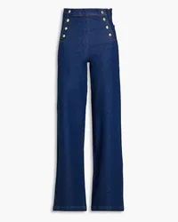 Frame Denim Sailor Snap embellished high-rise wide-leg jeans - Blue Blue