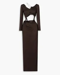 Christopher Esber Asymmetric cutout silk-jersey maxi dress - Brown Brown