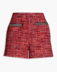 Maje Chain-embellished metallic tweed shorts - Red Red