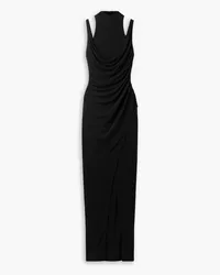 Balmain Layered draped cady maxi dress - Black Black