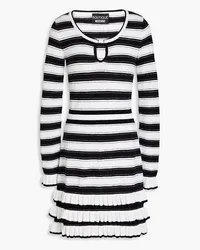 Moschino Ruffled striped cotton-blend mini dress - Black Black