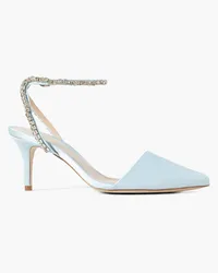 Porte & Paire Crystal-embellished satin pumps - Blue Blue