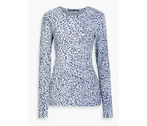 Leopard-print cotton-jersey top - Blue