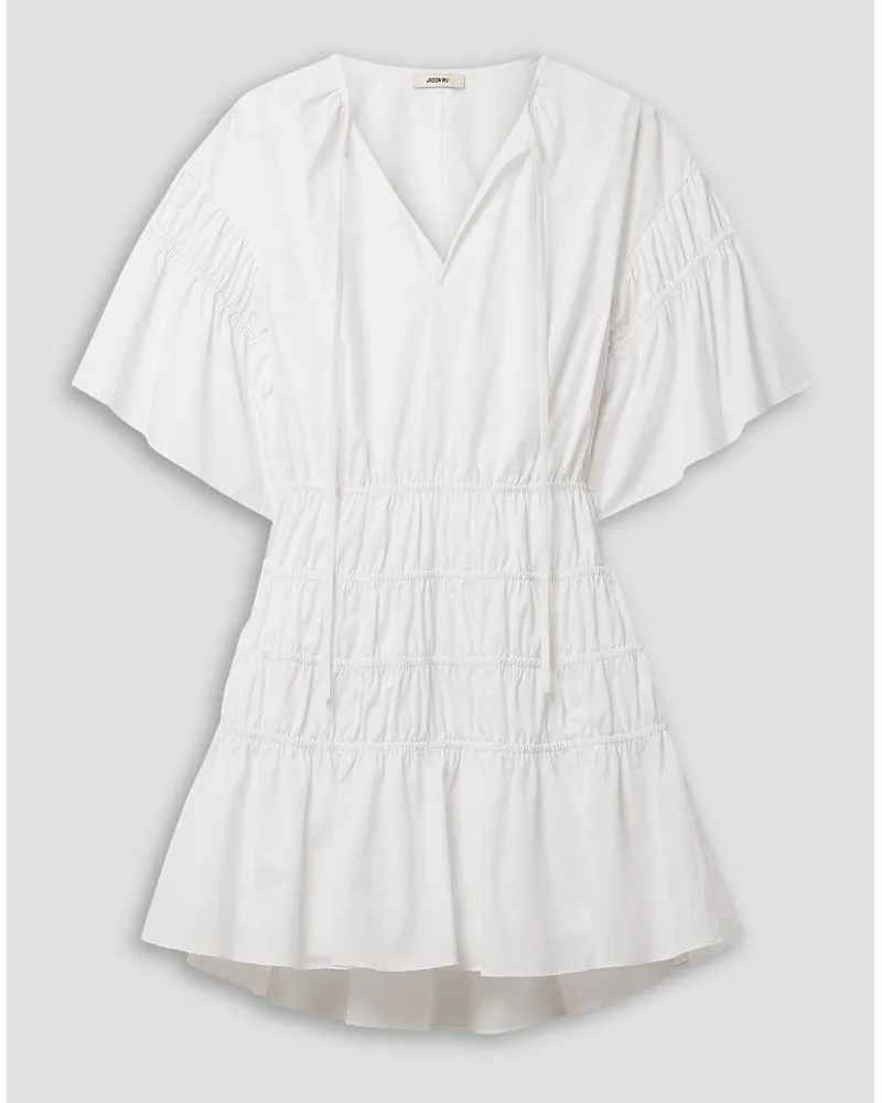 Jason Wu Cutout ruched cotton-blend poplin mini dress - White White