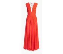 Mimi pintucked georgette gown - Red
