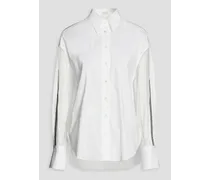 Silk organza-paneled cotton-blend poplin shirt - White