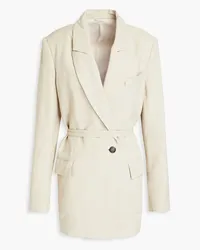 Brunello Cucinelli Double-breasted embellished slub-twill blazer - Neutral Neutral