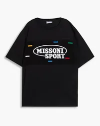 Missoni Embroidered cotton-jersey and crochet-knit T-shirt - Black Black