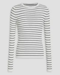 Another Tomorrow Striped ribbed-knit sweater - White White