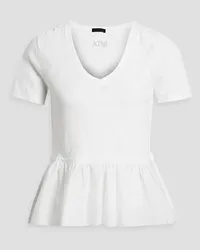 ATM Poplin and slub cotton-jersey peplum top - White White