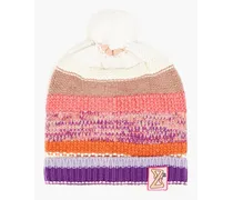 Striped merino wool, cotton and cashmere-blend beanie - Pink