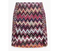 Metallic crochet-knit mini skirt - Pink
