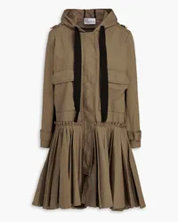 RED Valentino Pleated cotton-gabardine hooded jacket - Green Green