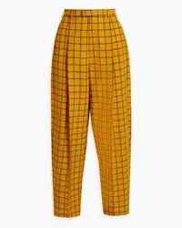 Marni Checked wool-jacquard tapered pants - Yellow Yellow