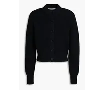 Ribbed wool-blend cardigan - Black