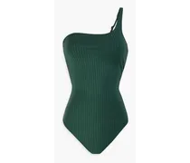 Wren one-shoulder ribbed swimsuit - Green