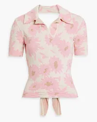 Jacquemus Bagnu cutout floral-print cotton-blend terry polo shirt - Pink Pink