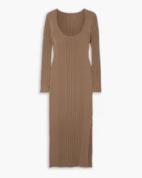 Ninety Percent Jasmine ribbed cotton and Lyocell-blend midi dress - Brown Brown