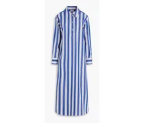 Striped cotton-poplin midi shirt dress - Blue