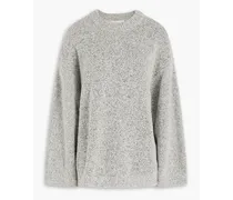 Mélange bouclé-knit merino wool-blend sweater - Gray
