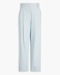 Emporio Armani Pleated cotton-blend tapered pants - Blue Blue