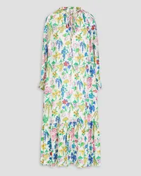 Diane von Furstenberg Fortina ruffle-trimmed floral-print habotai midi dress - White White