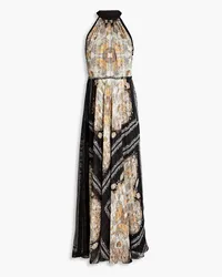 Mikael Aghal Paisley-print crepe de chine halterneck maxi dress - Black Black