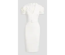Appliquéd scuba dress - White