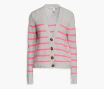 Striped ribbed cashmere cardigan - Gray