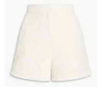 Sequin-embellished embroidered tulle shorts - White