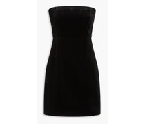Cotton-blend velvet mini dress - Black