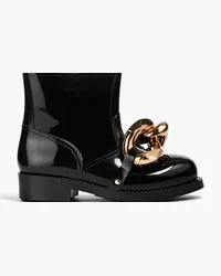 J.W.Anderson Chain-embellished glossed-rubber rain boots - Black Black