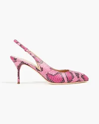 Sergio Rossi Chichi snake-effect leather slingback pumps - Pink Pink