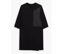 Shell-paneled cotton-jersey T-shirt - Black