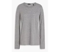 Mélange cotton-blend jersey top - Gray