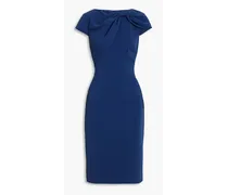 Bow-embellished crepe dress - Blue