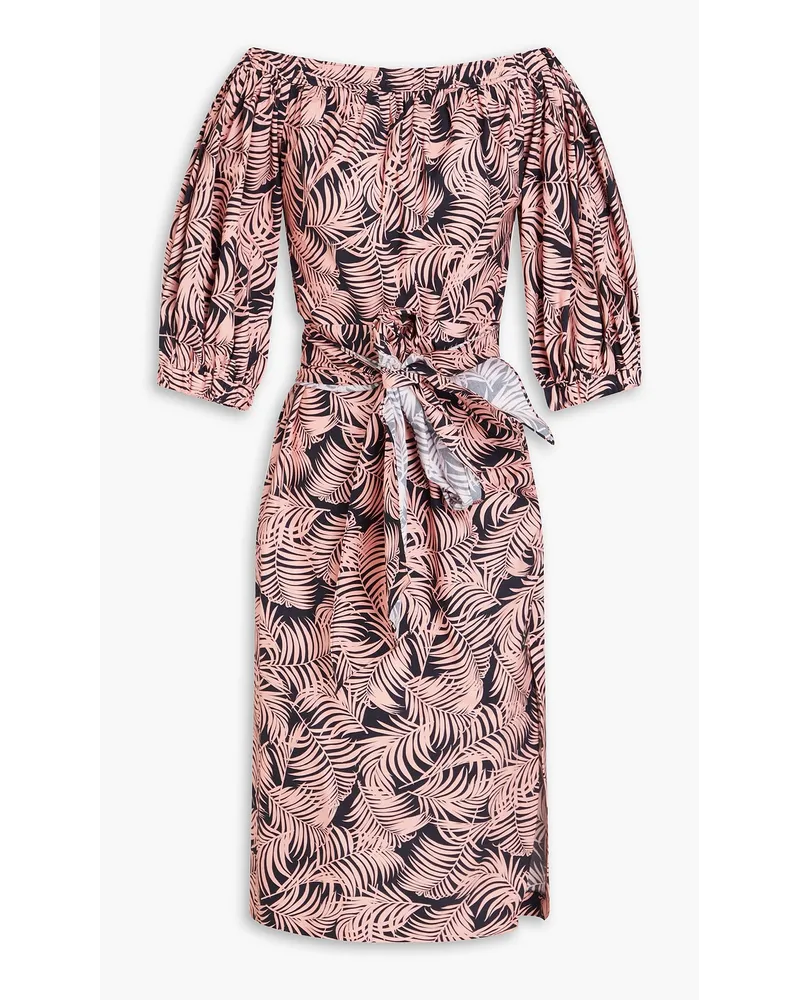 Carolina Herrera New York Off-the-shoulder printed stretch-cotton poplin midi dress - Pink Pink