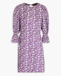 Maje Cutout floral-print linen-blend mini dress - Purple Purple