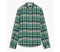 Frontier checked cotton-flannel shirt - Green