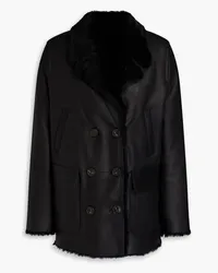 Yves Salomon Double-breasted shearling coat - Black Black