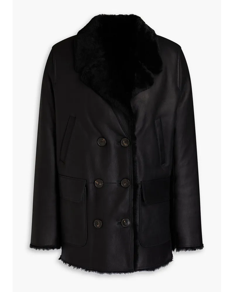 Yves Salomon Double-breasted shearling coat - Black Black